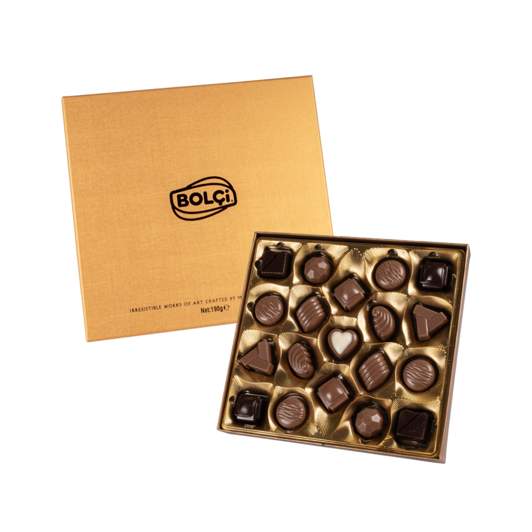 Chocolate bolci   190g   boutique gold pralines   chocolate sortidos
