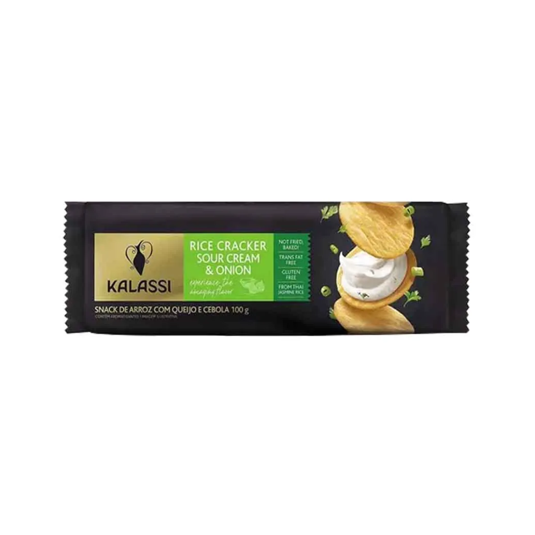 Kalassi   sour cream   onion   lanche de arroz com queijo e cebola   100g