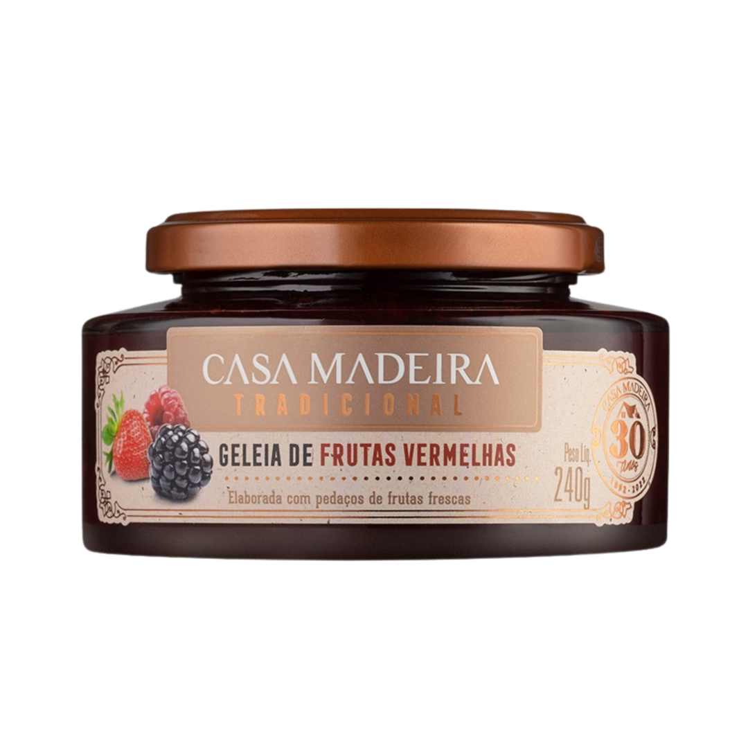 Casa madeira   tradicional   geleia de frutas vermelhas com pedacos   240g