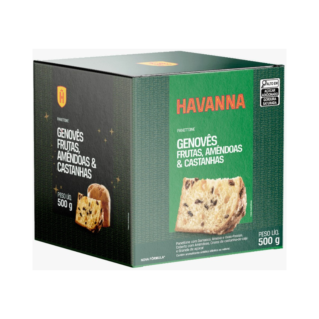 Panettone havanna   genoves com damasco  ameixa e uvas passas   500g